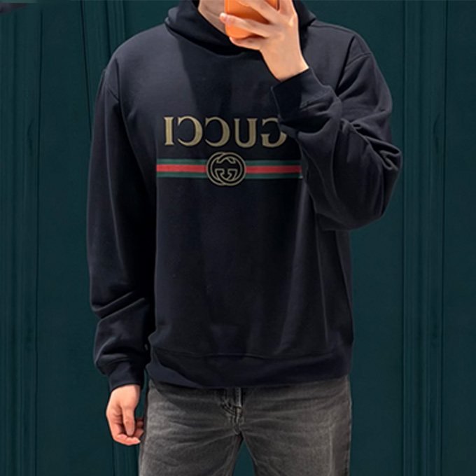gucci classic web stripe logo hooded sweatshirt